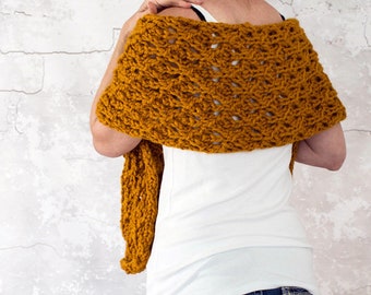 Chunky Lace Wrap Knitting Pattern - Infinity Scarf - Charm - Brome Fields