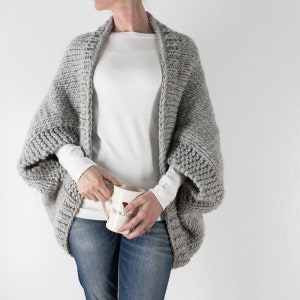 SUPER CHUNKY Knitting Pattern - Knit Cocoon Cardigan - Over-sized Scoop Sweater - Knit Cocoon Shrug Pattern - Decisiveness