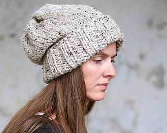 Slouchy Hat Knitting Pattern - Super Bulky Hat Pattern - Beginner Hat Pattern - Wisdom