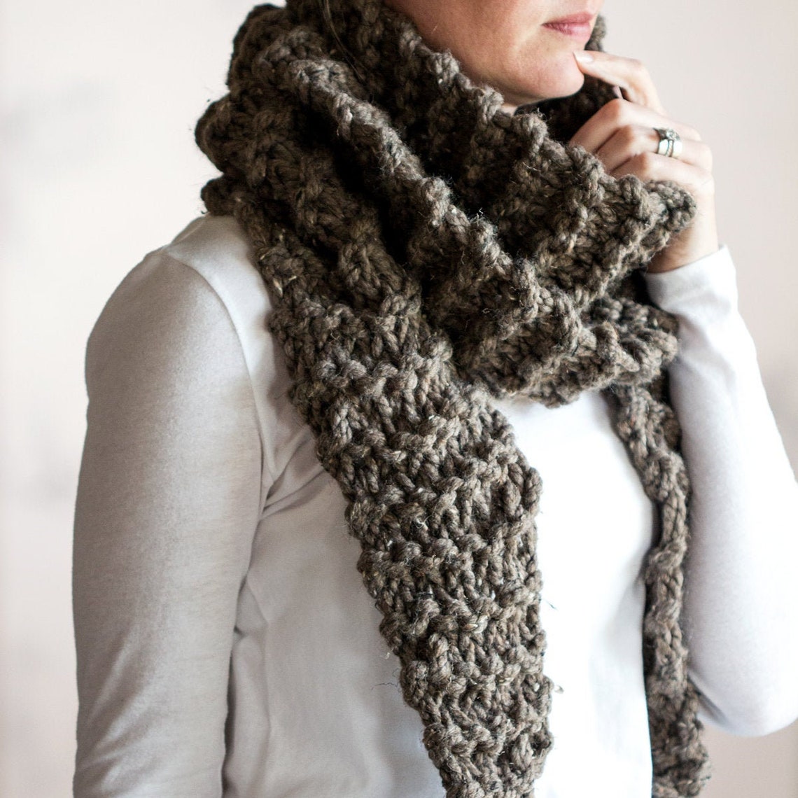 Scarf Knitting Pattern Super Bulky Scarf Purity Brome Etsy