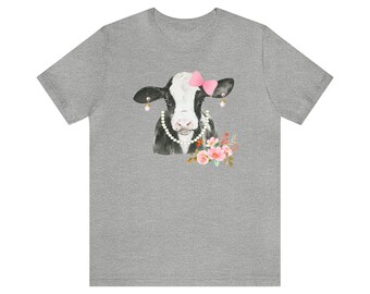 Funny Cow Shirt, Cow in Jewelry, Cute Cow Shirt, Highland Cow Shirt, Cow Gifts For Her, Farm T-shirt, Dairy Farm, Cow Lover, Farmhouse