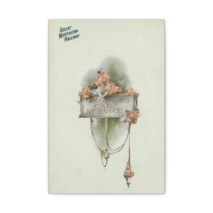 Vintage Food: Great Northern Railway, 1908 Menu, Dining Car Service Pic, Railroad and Train Collectors, Antique Kitchen, Restaurant Wall Art