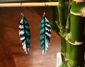 LITTLE FALCON  feather earrings made from upcycled bicycle innertube