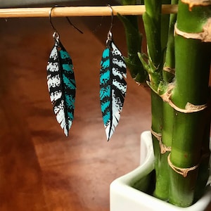 LITTLE FALCON  feather earrings made from upcycled bicycle innertube