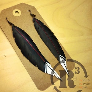 Boucles d&#39;oreilles plumes LOBO fabriquées à partir de chambre à air de vélo recyclée