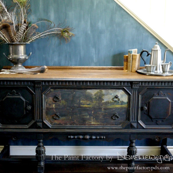 Antique Jacobean Buffet with John Constable Image. Sold