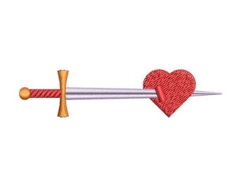 Slain Heart 1 (Sword piercing heart) (Instant Download) Machine Embroidery Design