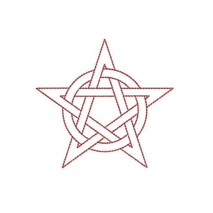 Instant Download*** (Machine Embroidery Design) Quilting Redwork Outline Interlaced Pentacle 1