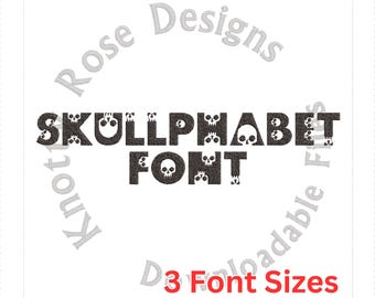 Skullphabet - Monogram Font Skull Skulls (Instant Download) Machine Embroidery Design