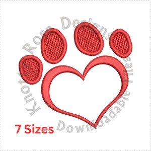 Love Heart Paw Print 1 (Instant Download) Machine Embroidery Design