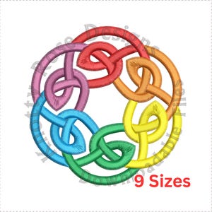 Celtic Knotwork Medallion 4 Rainbow (Instant Download) Machine Embroidery Design