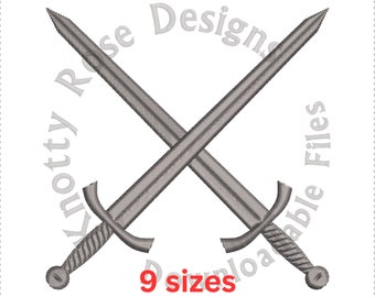 Disegno per ricamo a macchina con spade incrociate araldiche Maresciallo 3 (download immediato)