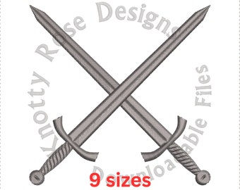 Heraldic Crossed Swords Marshal 3 (Instant Download) Machine Embroidery Design