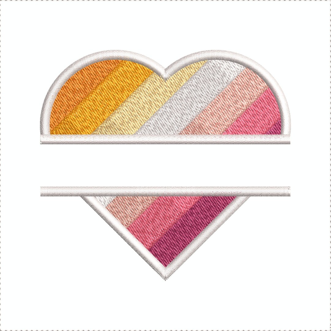 Lesbian Pride Orange Diagonal Seven Stripe Flag Heart Split - Etsy