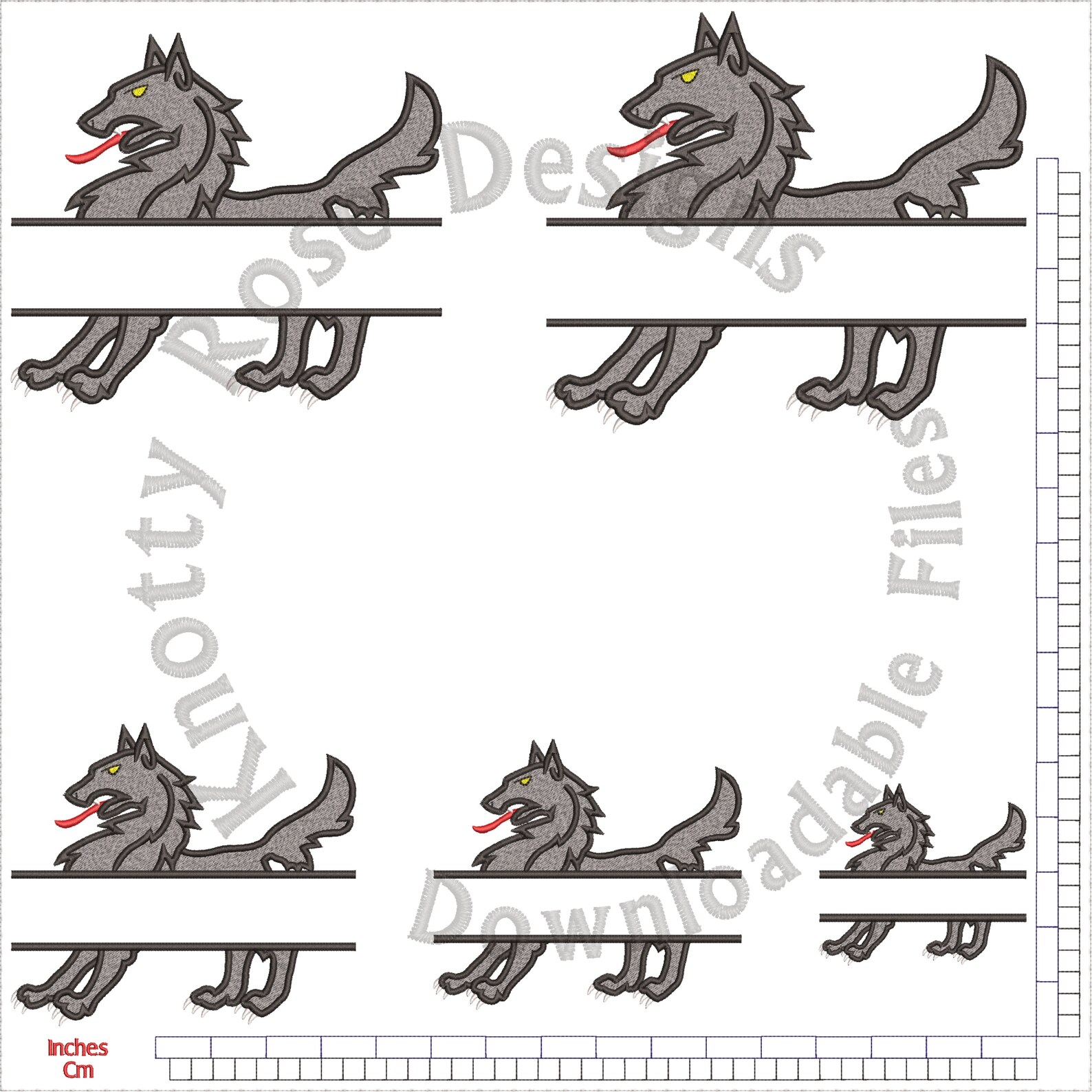 Wolf Reverse Split Wolf Standing Split (instant Download) Machine Embroidery Design - Etsy
