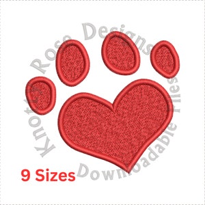 Love Heart Paw Print 2 (Instant Download) Machine Embroidery Design