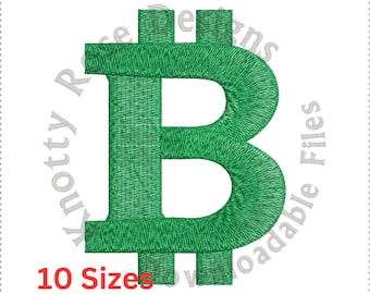Bitcoin 1 Currency Symbol (Instant Download) Machine Embroidery Design