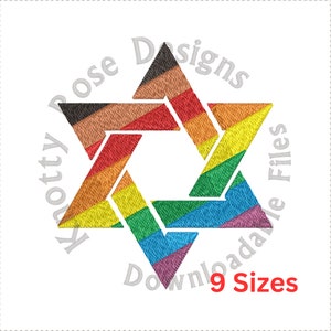 Bandeira do orgulho LGBT+ PoC da Estrela de Davi 3 (Download instantâneo) Design de bordado à máquina