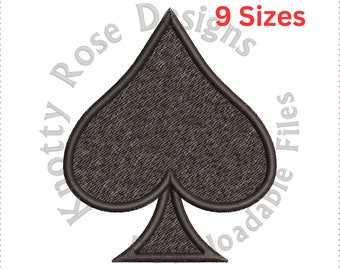 Spade 2 Playing Card Suit (Instant Download) Machine Embroidery Design