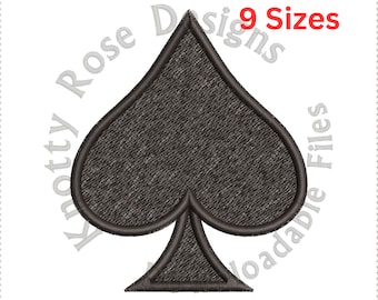 Disegno per ricamo a macchina Spade 2 Playing Card Suit (download immediato)