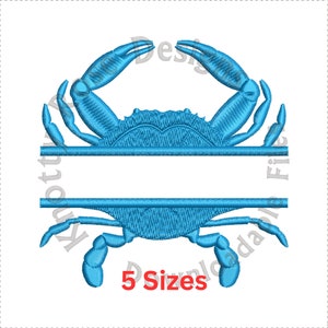 Blue Crab Split Monogram Frame (Instant Download) Machine Embroidery Design
