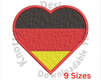 Diseño de bordado a máquina con la bandera tricolor de Alemania (descarga instantánea)