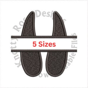 May include: Embroidered design of two brown shapes resembling antlers with a white banner in the middle that says "5 Sizes".