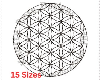 Flower Of Life 1 Heilige Geometrie Quilten Redwork (Instant Download) Machine Borduurontwerp