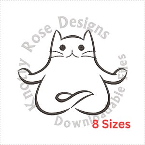 Yoga Cat Lotus Pose delineato (download istantaneo) disegno di ricamo a macchina