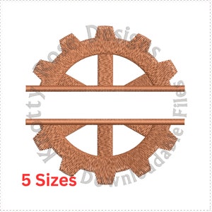 Diseño de bordado de máquina Steampunk Cog Flourish 1 Split (descarga instantánea)