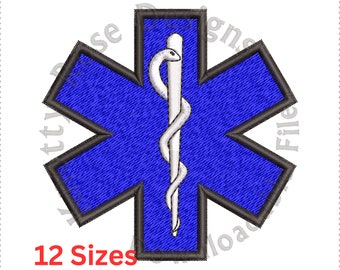 Paramedische insigne &quot;Star of Life&quot; (directe download) machineborduurontwerp