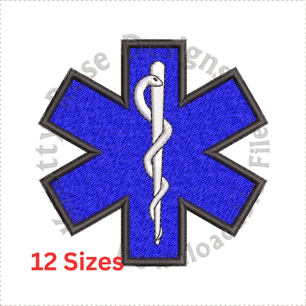 Paramedic insignia "Star of Life" (Instant Download) Machine Embroidery Design