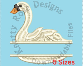 Cornice monogramma Swan Split (download immediato) Disegno per ricamo a macchina
