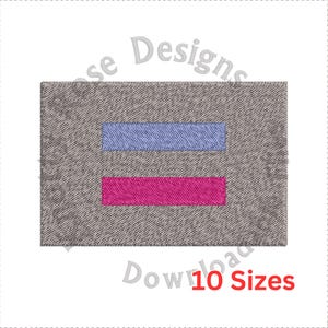 May include: Embroidered patch featuring a gray background with a blue and a pink horizontal rectangle. The text "10 Sizes" is in red. The words "Rose Designs" and "Download" are in the image.