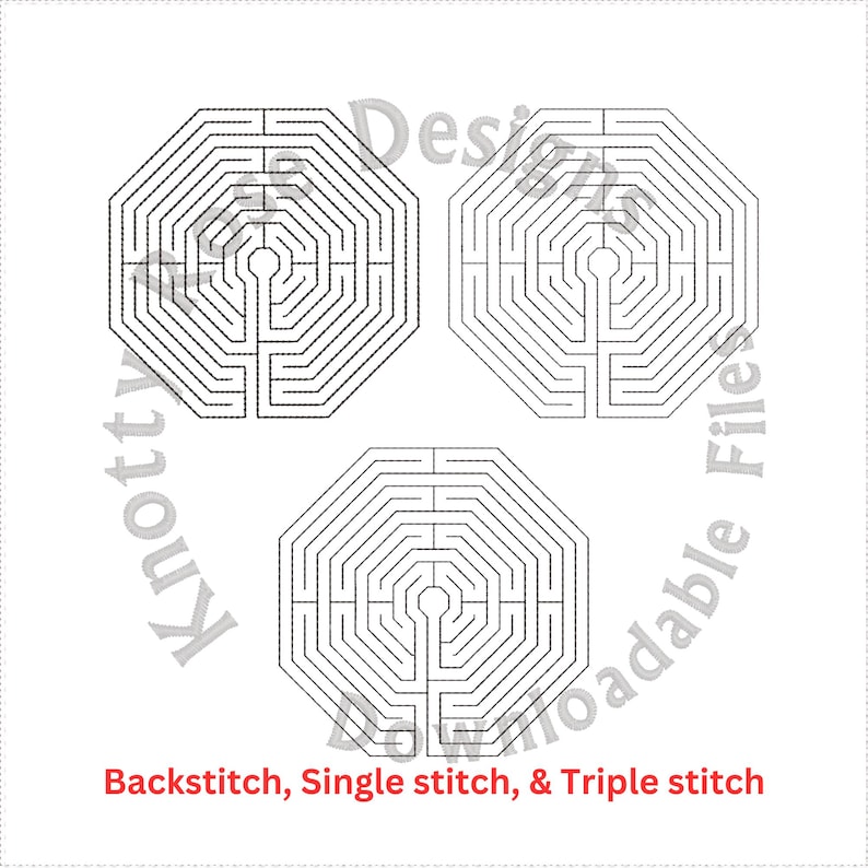 Octagonal Redwork Labyrinth (instant Download) Machine Embroidery ...