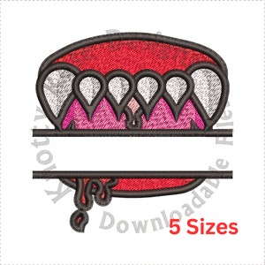 Monster Fangs Split (Instant Download) Machine Embroidery Design