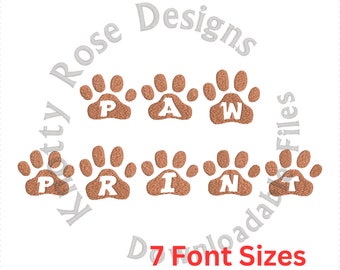 Paw Print 1 - Monogram Font (Instant Download) Machine Embroidery Design