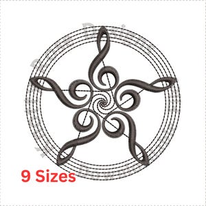 Maskinbroderidesign med treble pentacle (direkt nedladdning)