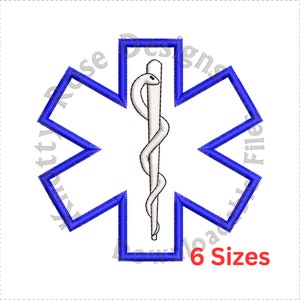 Applique Paramedic insignia "Star of Life" (Instant Download) Machine Embroidery Design
