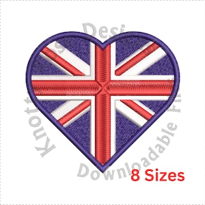 Heart United Kingdom Flag Union Jack (Instant Download) Machine Embroidery Design