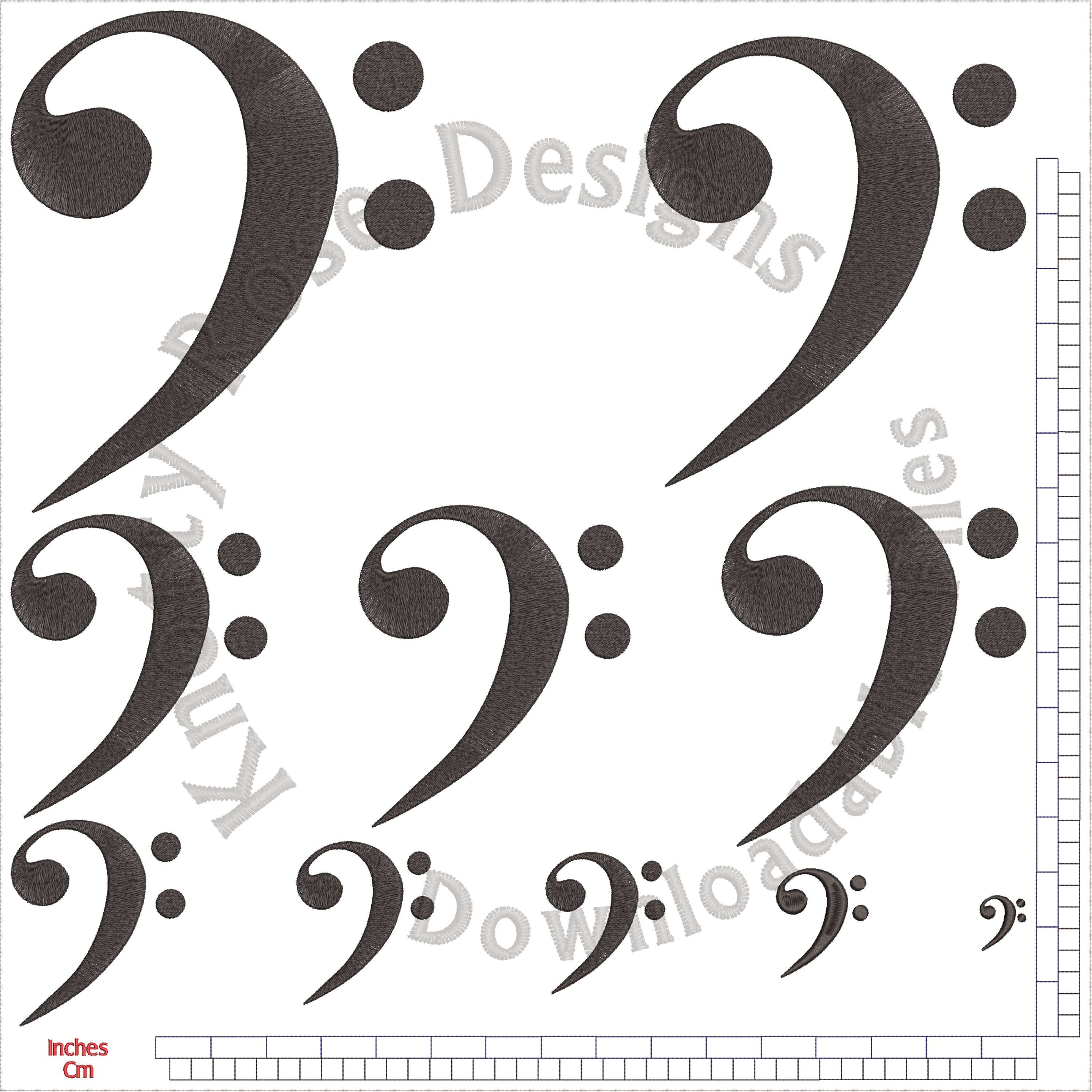 Musical Bass Clef (instant Download) Machine Embroidery Design - Etsy