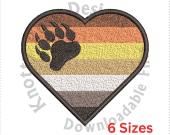 Disegno per ricamo a macchina Bear Pride Flag Heart (download immediato)
