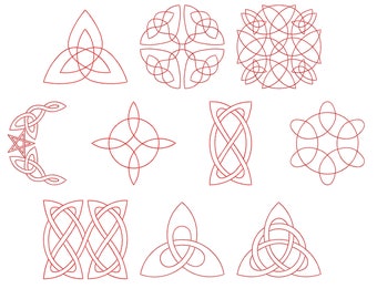 Celtic Knotwork Quilting Redwork Collection 1 (Instant Download) Machine Embroidery Design