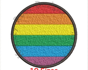 LGBT Gay Lesbian Queer Pride Rainbow Flag Round Circle (Instant Download) Machine Embroidery Design
