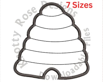 Applique Bee Hive Bee Skep 2 (download immediato) Disegno per ricamo a macchina