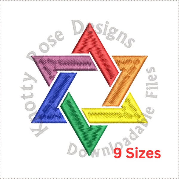 Star of David 1 LGBT+ pride flag (Instant Download) Machine Embroidery Design