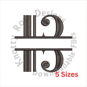 May include: A split monogram design featuring a treble clef and a vertical bar. The design is in black and white and is available in 5 sizes.