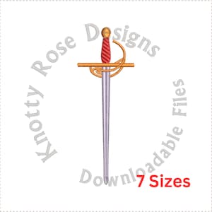 Rapier sword Tri-colored (Instant Download) Machine Embroidery Design
