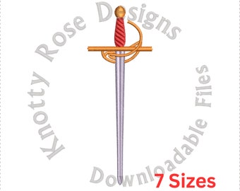 Rapier sword Tri-colored (Instant Download) Machine Embroidery Design