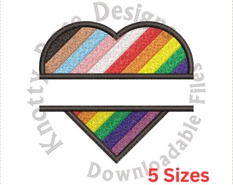 11 stripe LGTB Gay Lesbian Queer Pride Rainbow Flag Split Monogram Frame (Instant Download) Machine Embroidery Design